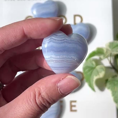 Blue Lace Heart 3cm 藍紋瑪瑙