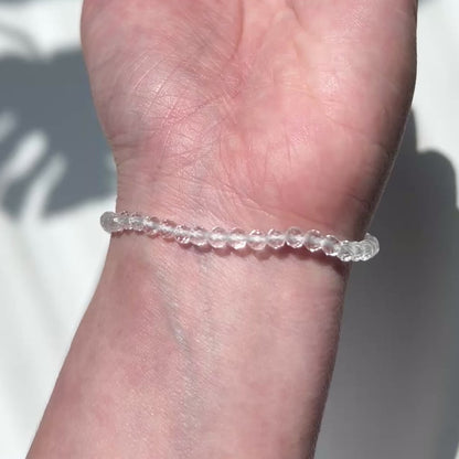 April Birthstone 4月誕生石 - Clear Quartz Faceted Bracelet 4mm 白水晶