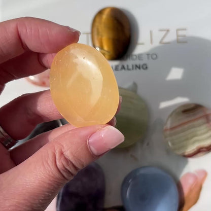 Orange Calcite Palm stone 橙方解石