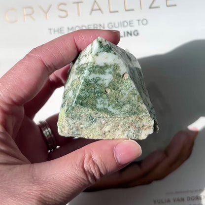 Moss Agate Semi-polished Point 苔蘚瑪瑙/水草瑪瑙