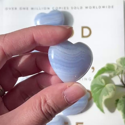 Blue Lace Heart 3cm 藍紋瑪瑙