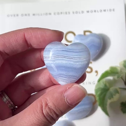 Blue Lace Heart 3cm 藍紋瑪瑙
