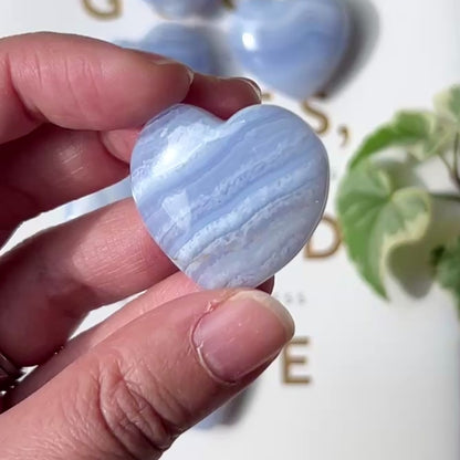 Blue Lace Heart 3cm 藍紋瑪瑙