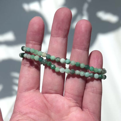 May Birthstone 5月誕生石 - Emerald Faceted Bracelet 4mm 祖母綠
