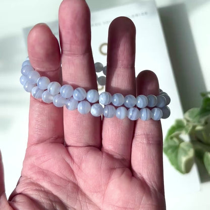 Blue Lace Agate Bracelet 6mm 藍紋瑪瑙