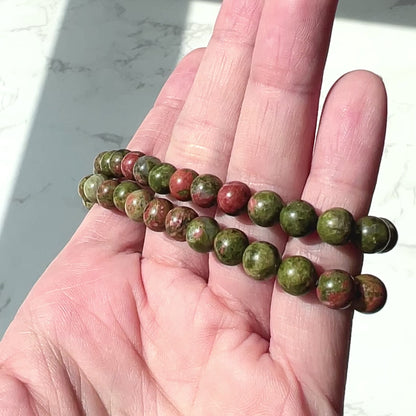 Unakite bracelet 6mm 綠簾花崗岩