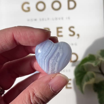 Blue Lace Heart 2.5cm 藍紋瑪瑙