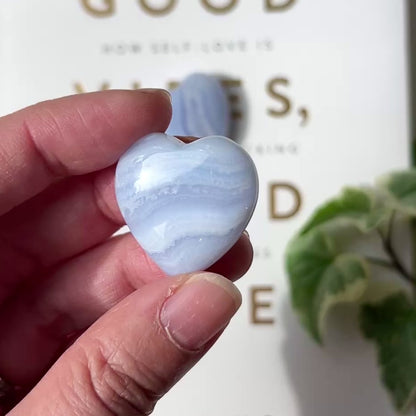 Blue Lace Heart 2.5cm 藍紋瑪瑙