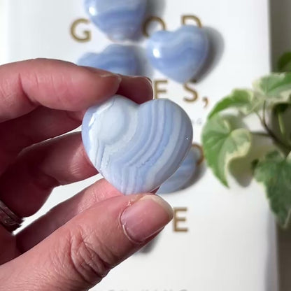 Blue Lace Heart 3cm 藍紋瑪瑙