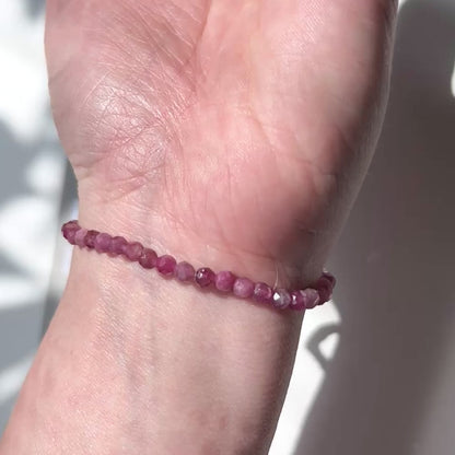 October Birthstone 10月誕生石 - Pink Tourmaline Facet Bracelet 4mm 粉紅碧璽