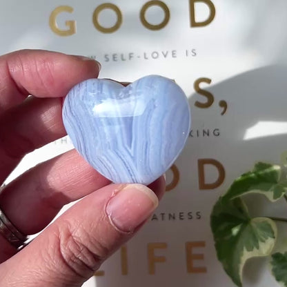 Blue Lace Heart 3.8cm 藍紋瑪瑙