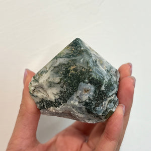 Moss Agate Semi-polished Point (MA-001)