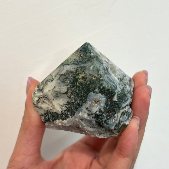 Moss Agate Semi-polished Point (MA-001)