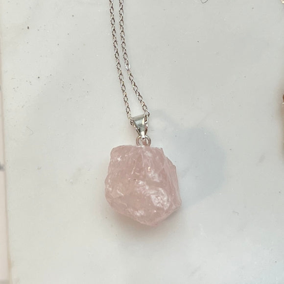 Rose Quartz Raw Necklace (RQ-NL01)